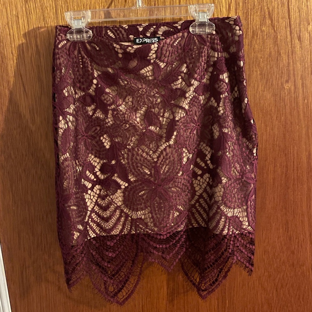 Express wine laced mini-midi skirt